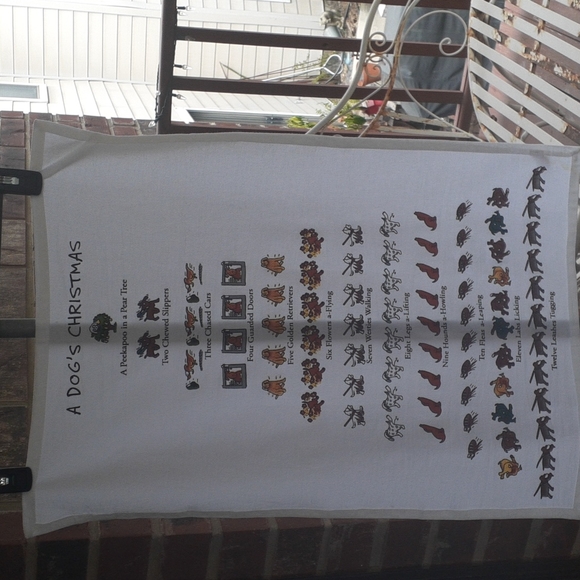 Nwt 12 Days of Christmas A DOGS CHRISTMAS Kitchen Towel 18x26 100% Cotton - Picture 2 of 5